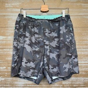 Birddogs Men's Grey Camo Athletic Shorts with Mint Lining XL